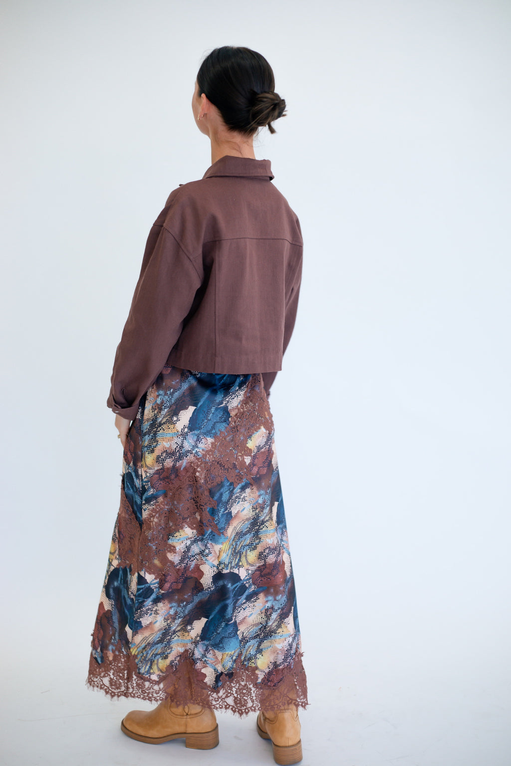 Abstract Lace Midi Skirt