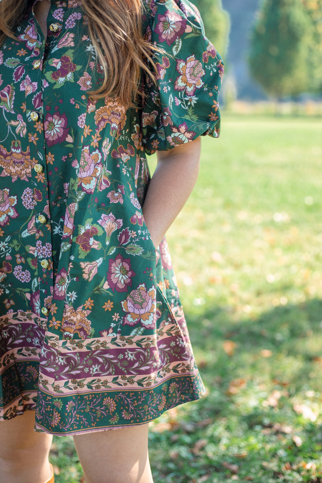 Forest Floral Puff Sleeve Mini