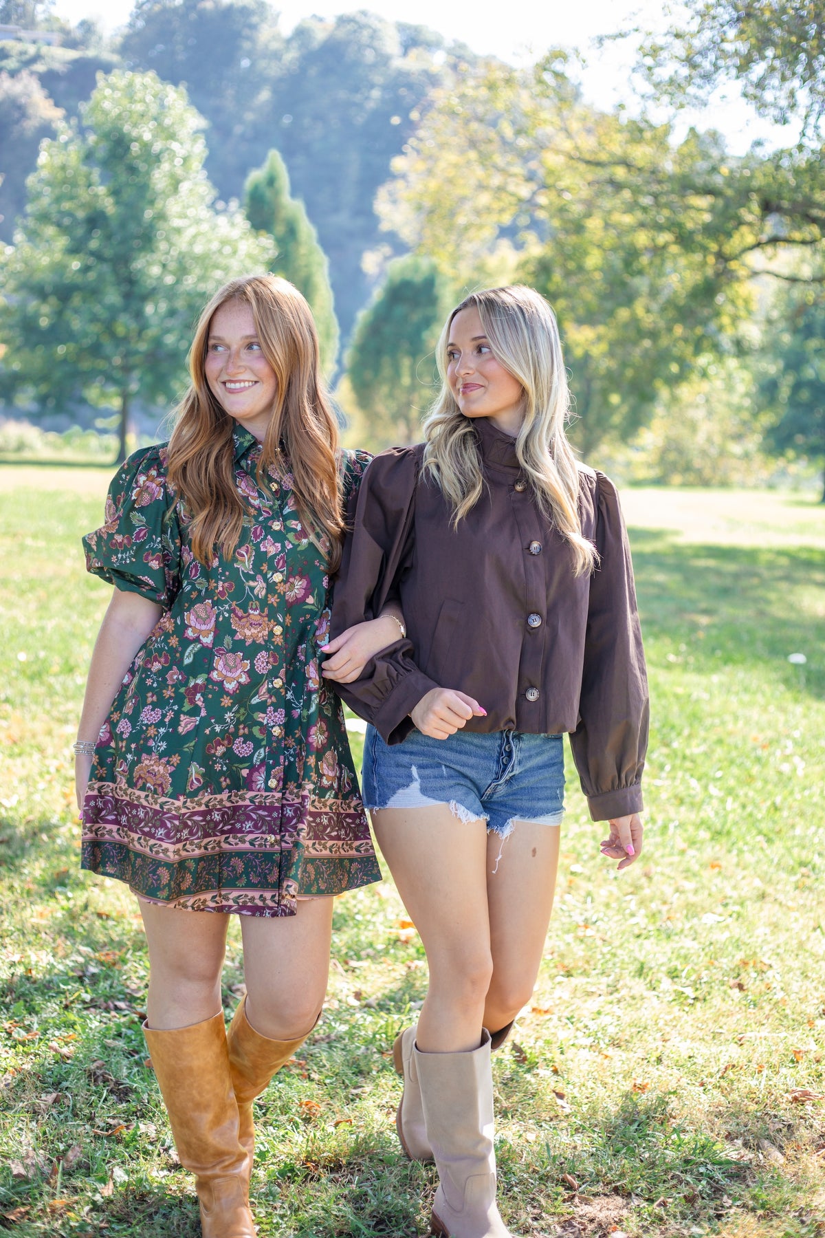Forest Floral Puff Sleeve Mini